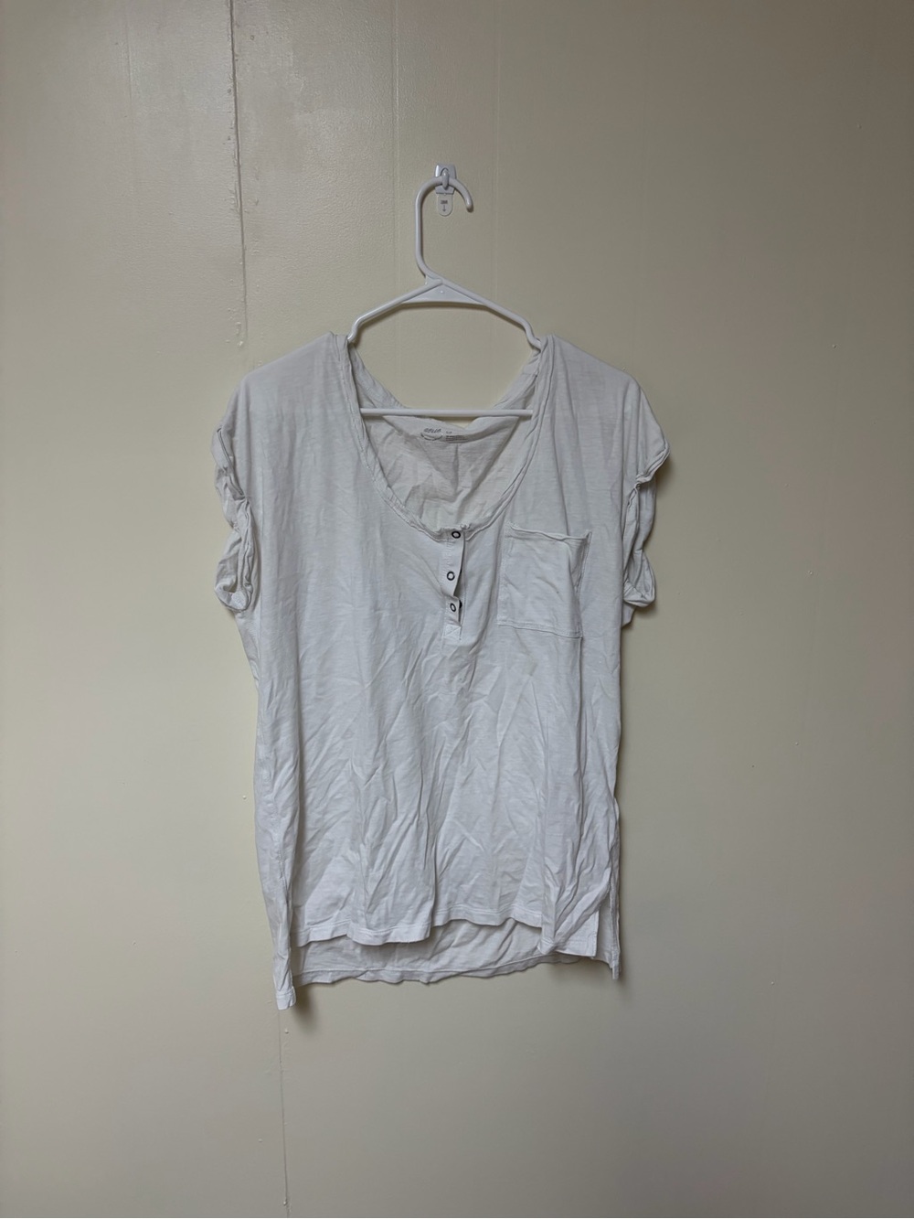 aerie White Short-Sleeve Pocket Henley Tee